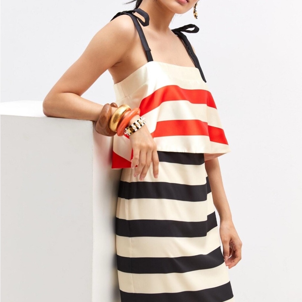 Anthropologie Cream Dress with Bow Straps